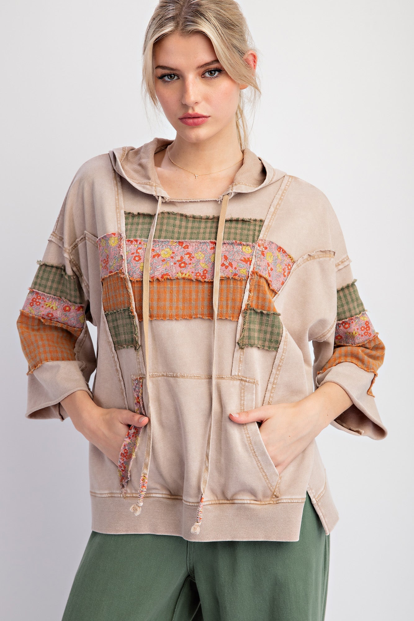 Easel PRINT MIX MINERAL WASHED HOODIE PULLOVER