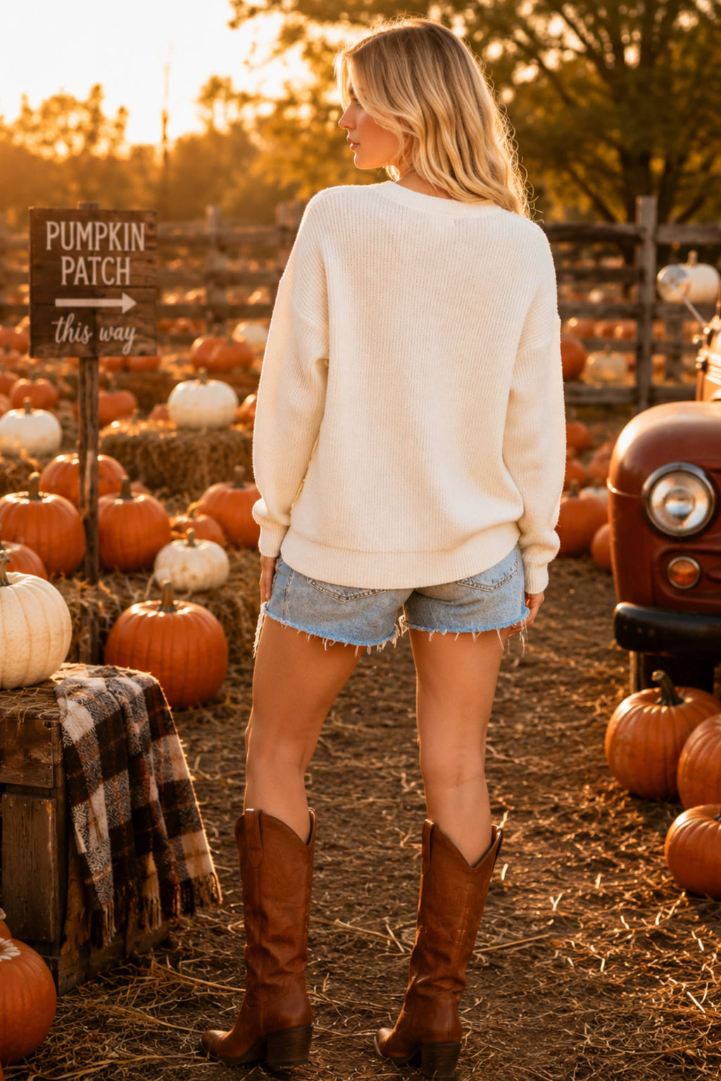 Main Strip - Hello Pumpkin Embroidered Knit Sweater – Fall Cozy Pullover