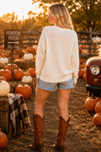 Main Strip - Hello Pumpkin Embroidered Knit Sweater – Fall Cozy Pullover