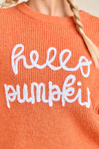 Main Strip - Hello Pumpkin Embroidered Knit Sweater – Fall Cozy Pullover