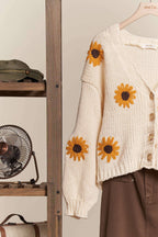Mello. - Sunflower Embroidered V Neck Cardigan