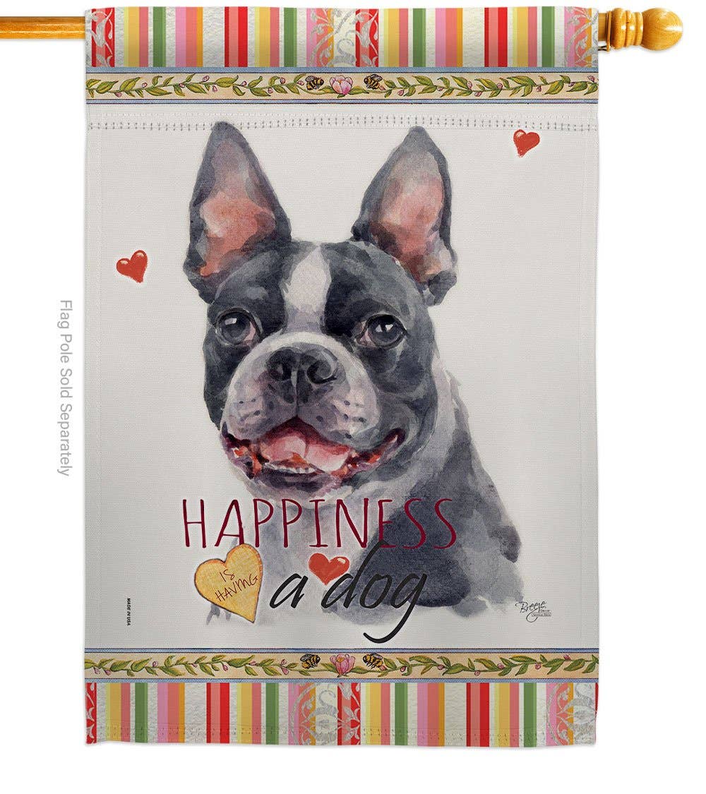 Two Group Flag Co - Boston Terrier Happiness Animals Dog Decor Flag