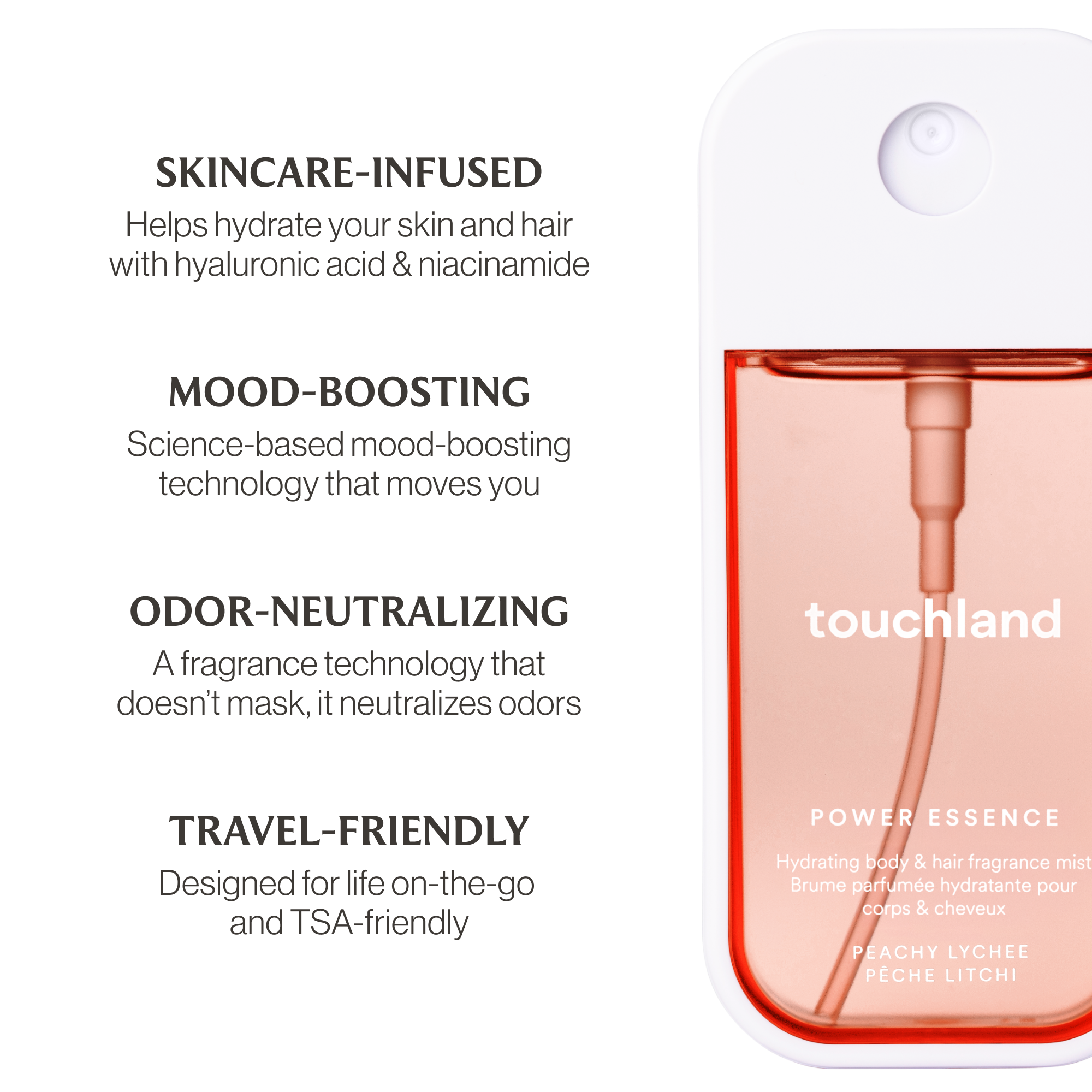 Touchland - Peachy Lychee Power Essence Body & Hair Fragrance Mist