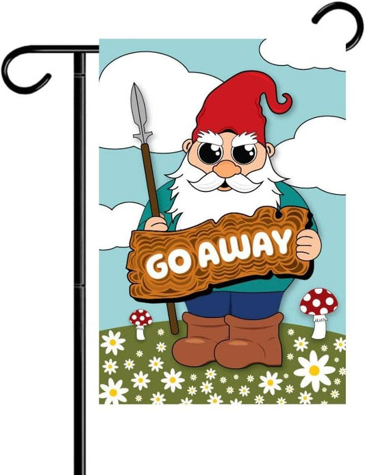Happy Cow Lawn Decor - Gnome Go Away Garden Flag Outdoor Welcome Flag for Lawn