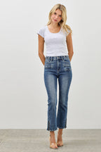SAIGE DENIM MID RISE SKINNY CROP