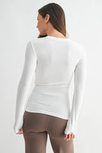 Essential Long-Sleeved Micro-Ribbed Athleisure Top Mono-B