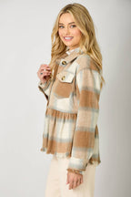 Perfect Peplum Fringe Plaid Jacket