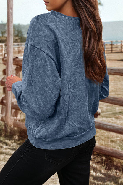 Saved By Grace Embroidery Mineral Wash Loose Sweatshirt