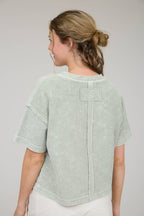 Everyday WASHED RIBBED SHORT SLEEVE TEE WITH POCKET