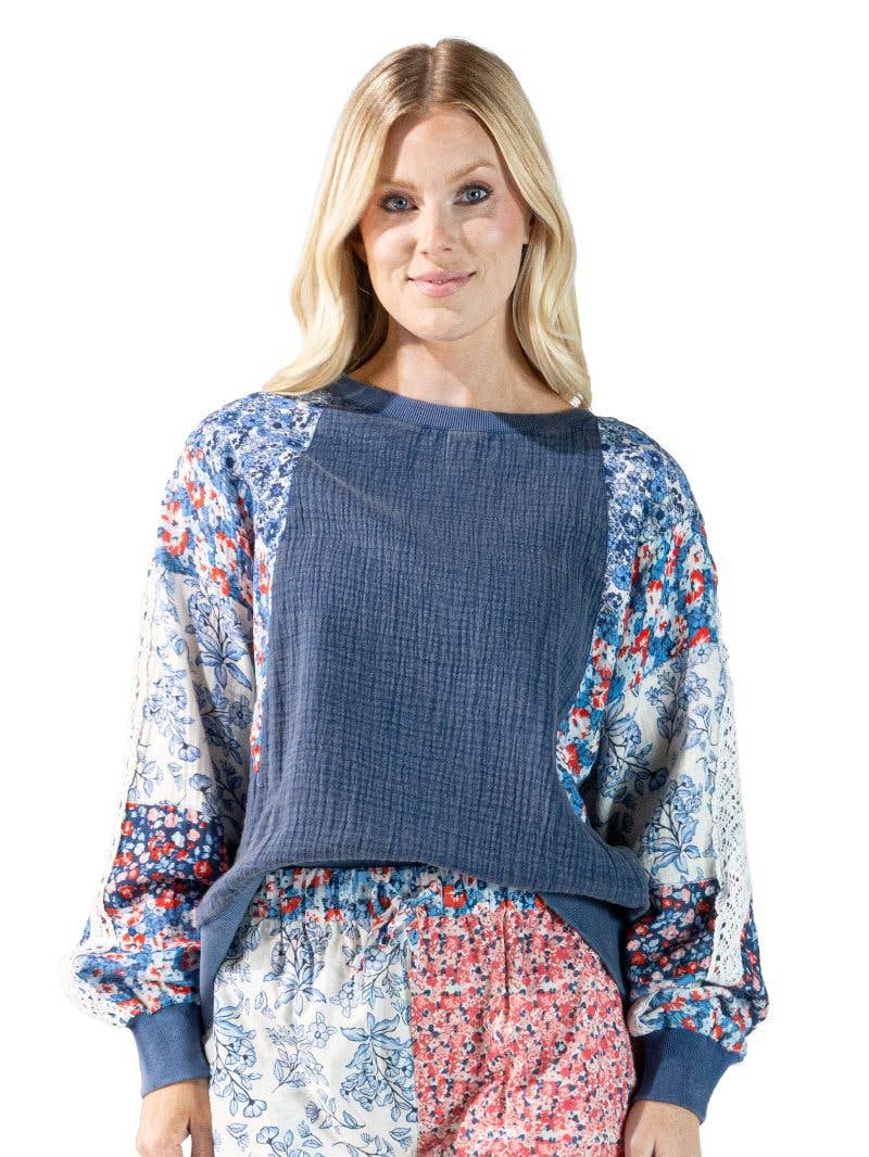 Simply Southern Floral American Pullover Shirt