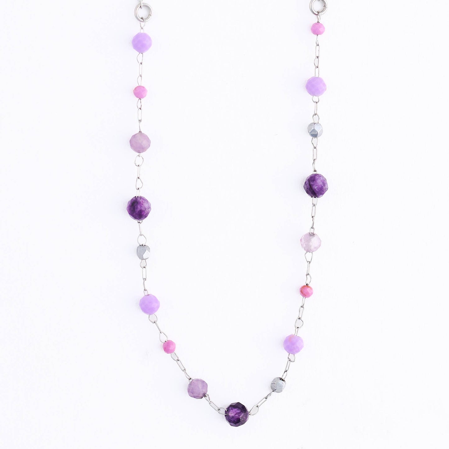 Howard's - Waterproof Necklace 15" Amethyst Bead Jewelry Narelle Dainty