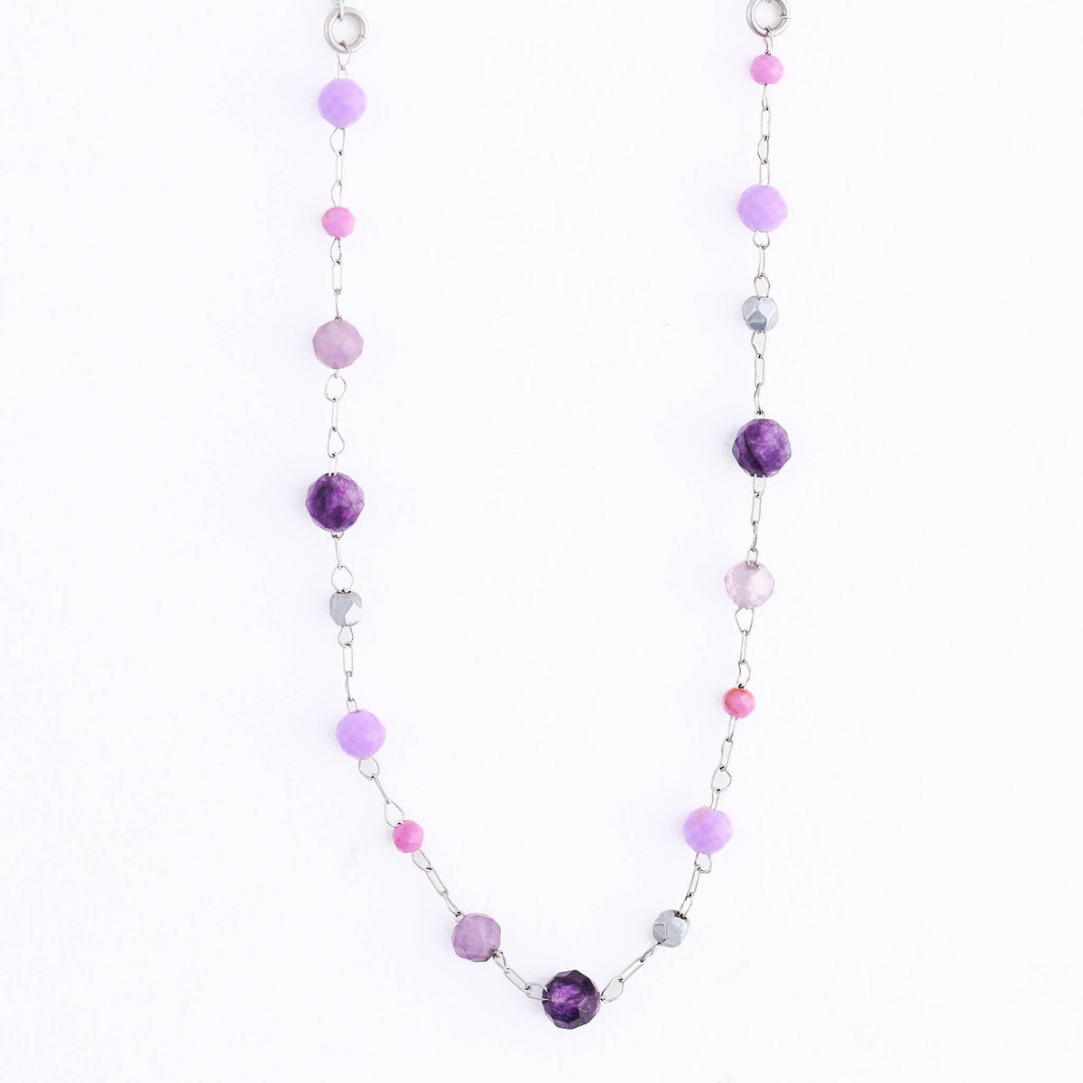 Howard's - Waterproof Necklace 15" Amethyst Bead Jewelry Narelle Dainty