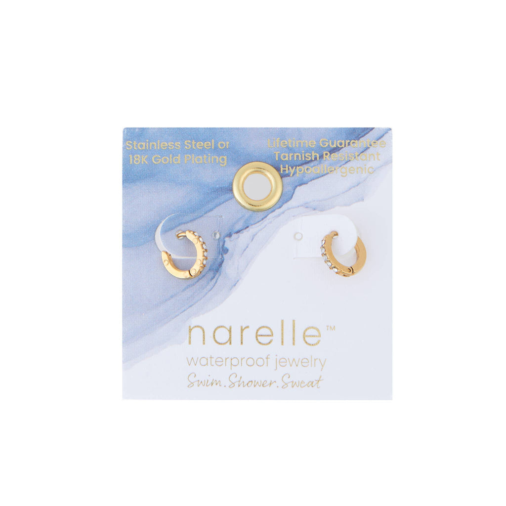 Howard's - Waterproof Earrings Narelle Pave Huggie Hoop Gold & Steel