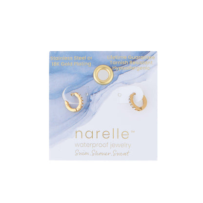 Howard's - Waterproof Earrings Narelle Pave Huggie Hoop Gold & Steel