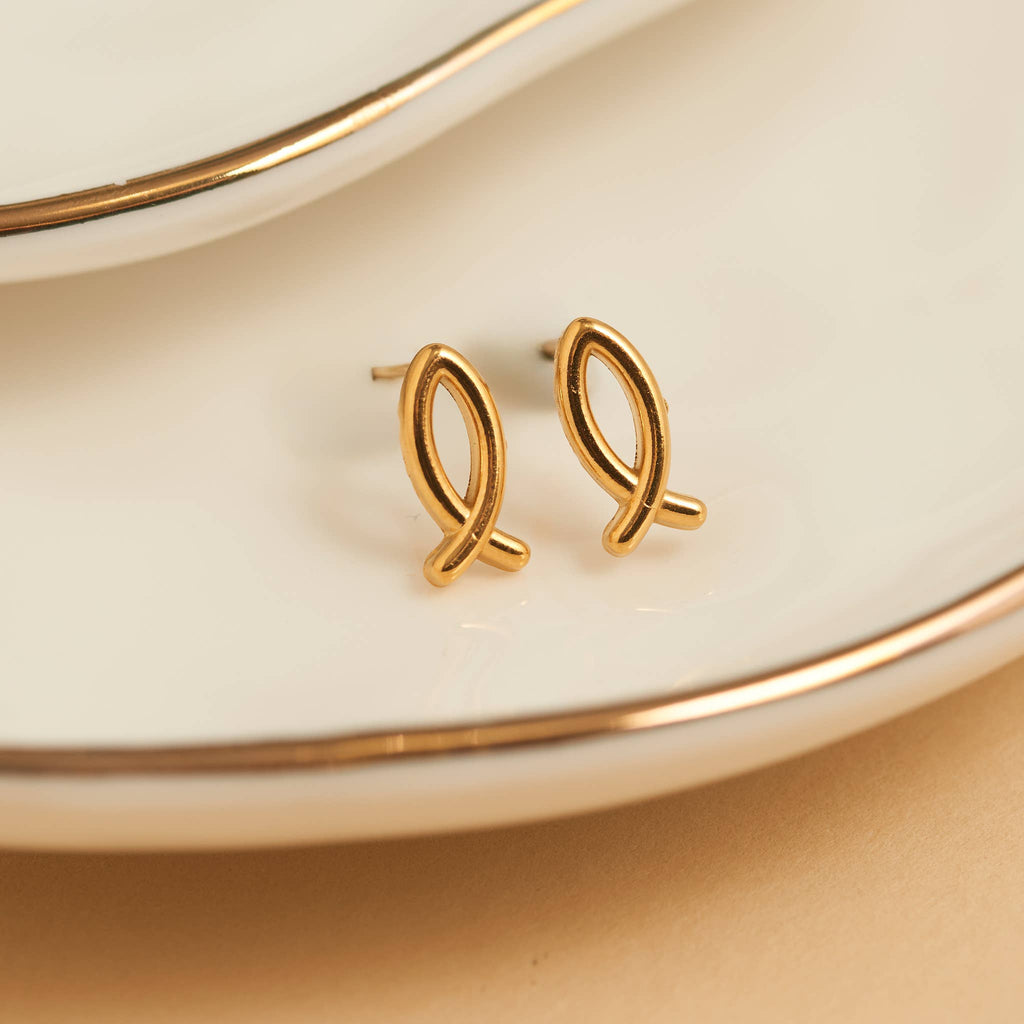 Howard's - Waterproof Earrings Ichthy Studs in Gold & Stainless Steel