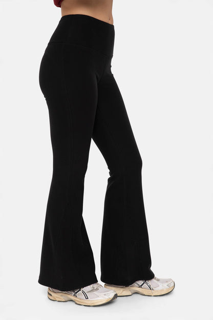 Mono B - High Waisted Flared Fleece Leggings