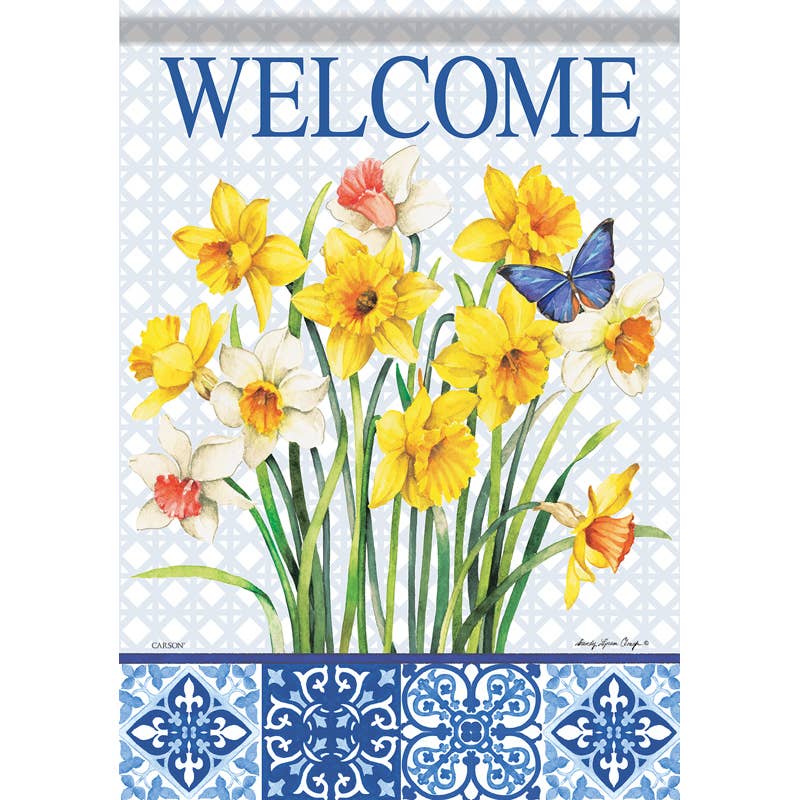 FlagTrends by Carson - "Daffodils Azulejo" Dura Soft™ Garden Flag