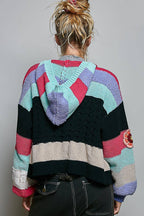 Pol Clothing - Mixed-Texture Patchwork Chenille Knit Crochet Cardigan