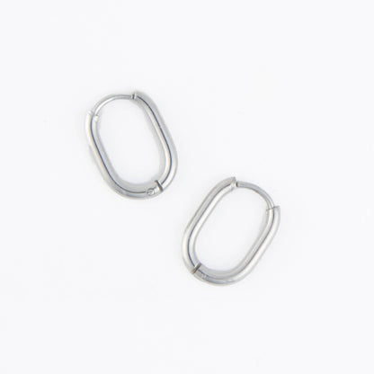 Howard's - Waterproof Earrings Narelle Oval Huggie Hoop Gold & Steel