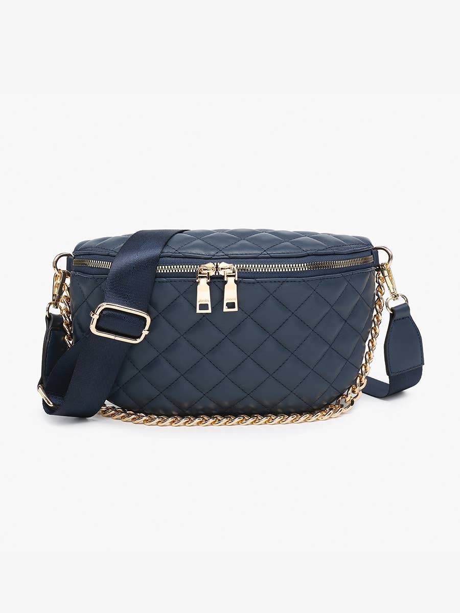 Jen & Co. - M2402 Sylvie Quilted Belt Bag with Chain Strap