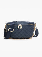 Jen & Co. - M2402 Sylvie Quilted Belt Bag with Chain Strap