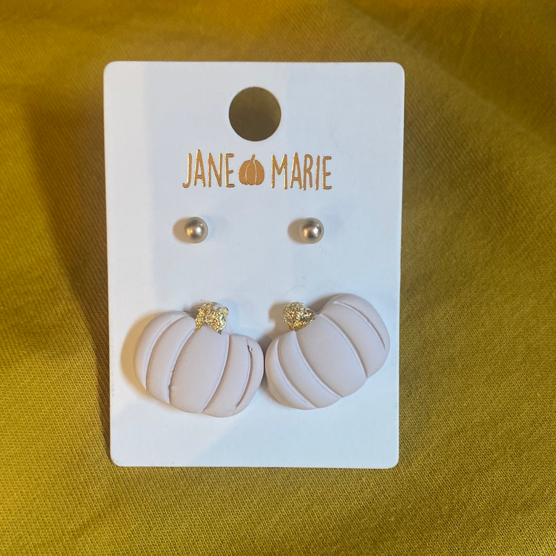 Stud Gold Ball With Gold Accent Pumpkin Earrings