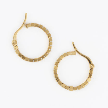 Howard's - Waterproof Earrings Square Beaded Hoop in Gold & Steel