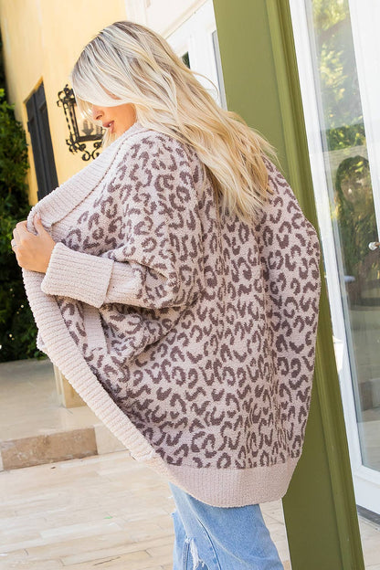 Sweet Lovely by Jen - LEOPARD PRINT FLUFFY KNIT CARDIGAN