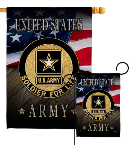 Two Group Flag Co - US Army Soldier for Life Armed Forces Military USA Flag