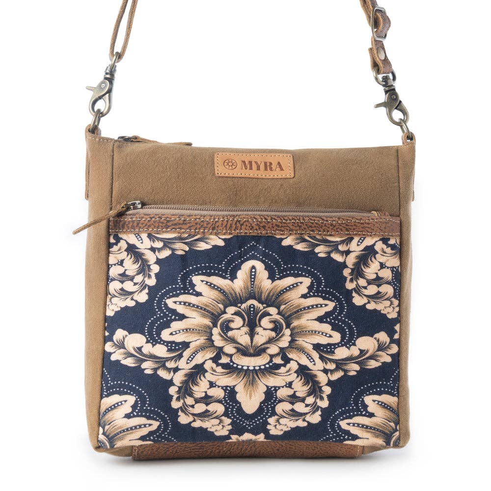 Myra Bag - Crestbloom Vintage Crossbody Bag for Women in navy with print detail