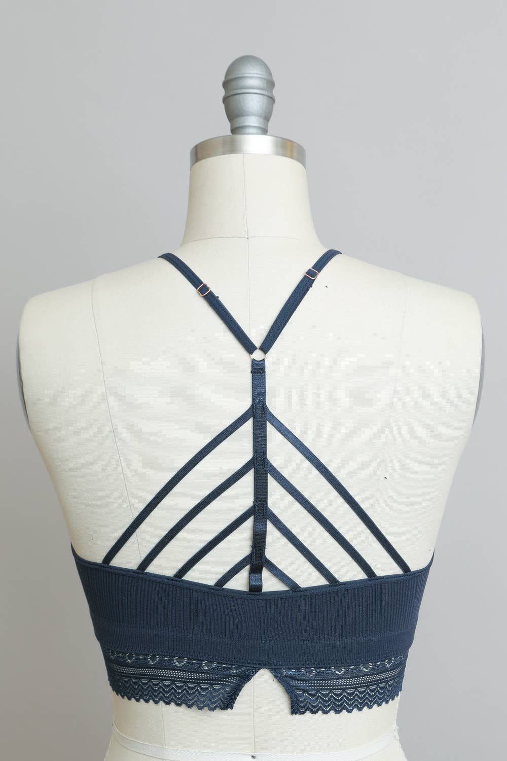 High Neck Crochet Lace Trim Bralette: Black