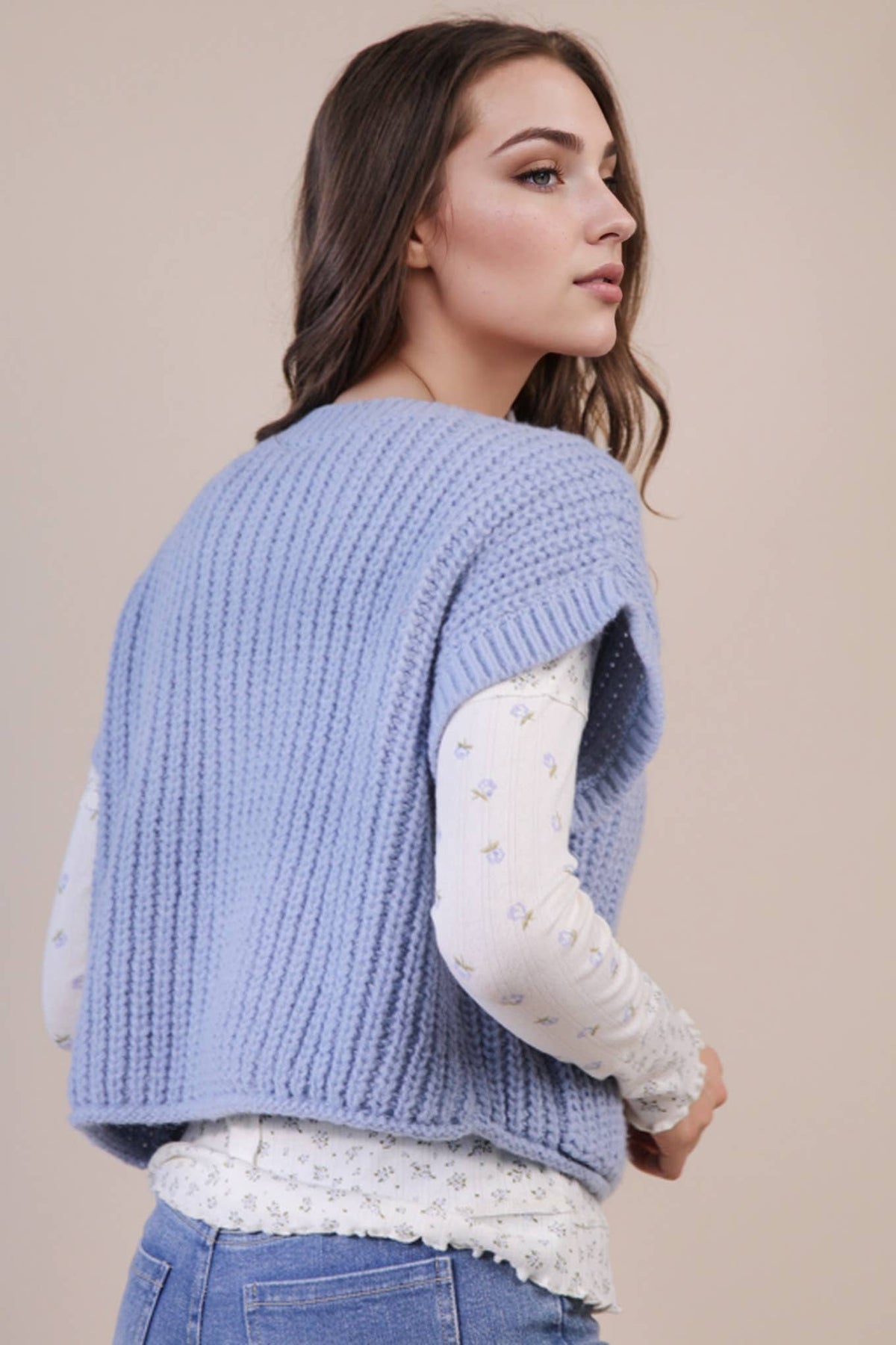 Oversized Button Down Knit Sweater Top
