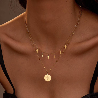 18K STAINLESS STEEL TARNISH FREE CROSS NECKLACE
