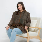 Young Threads - Front-Open Boho Shirt with Quilted Emb & Rayon Tiers