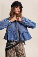 Listicle - Peplum Hem Denim Jacket