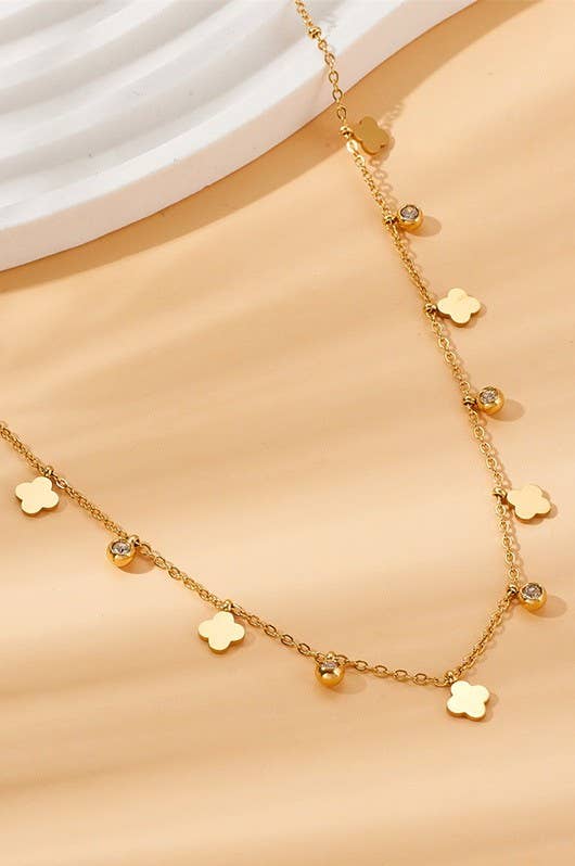 TITANIUM  STEEL NON-TARNISH MINI CLOVER NECKLACE