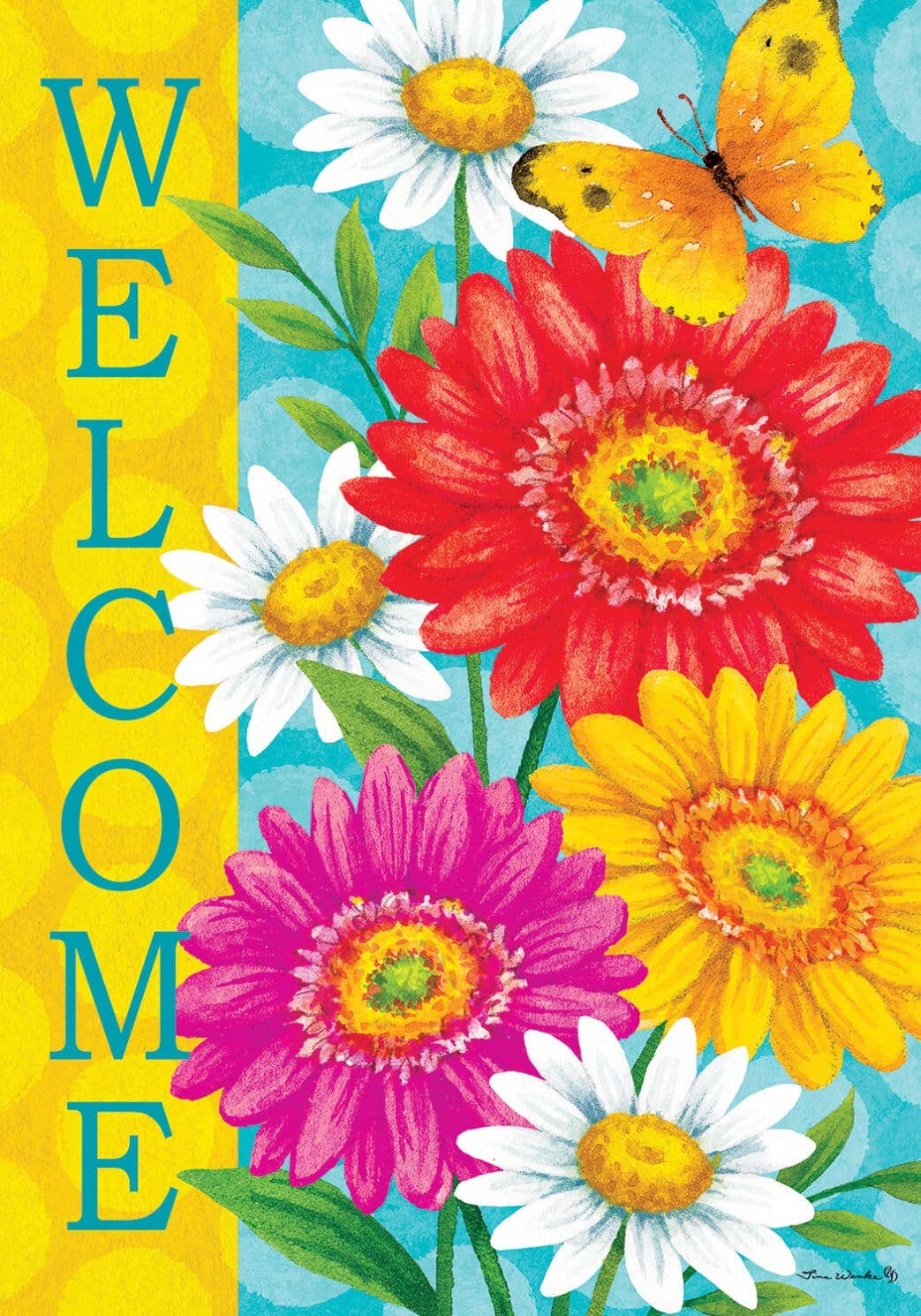 Custom Decor - Happy Gerberas-Flag by Tina Wenke