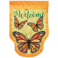 MONARCH BUTTERFLY WELCOME DOUBLE APPLIQUE GARDEN FLAG
