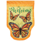 MONARCH BUTTERFLY WELCOME DOUBLE APPLIQUE GARDEN FLAG
