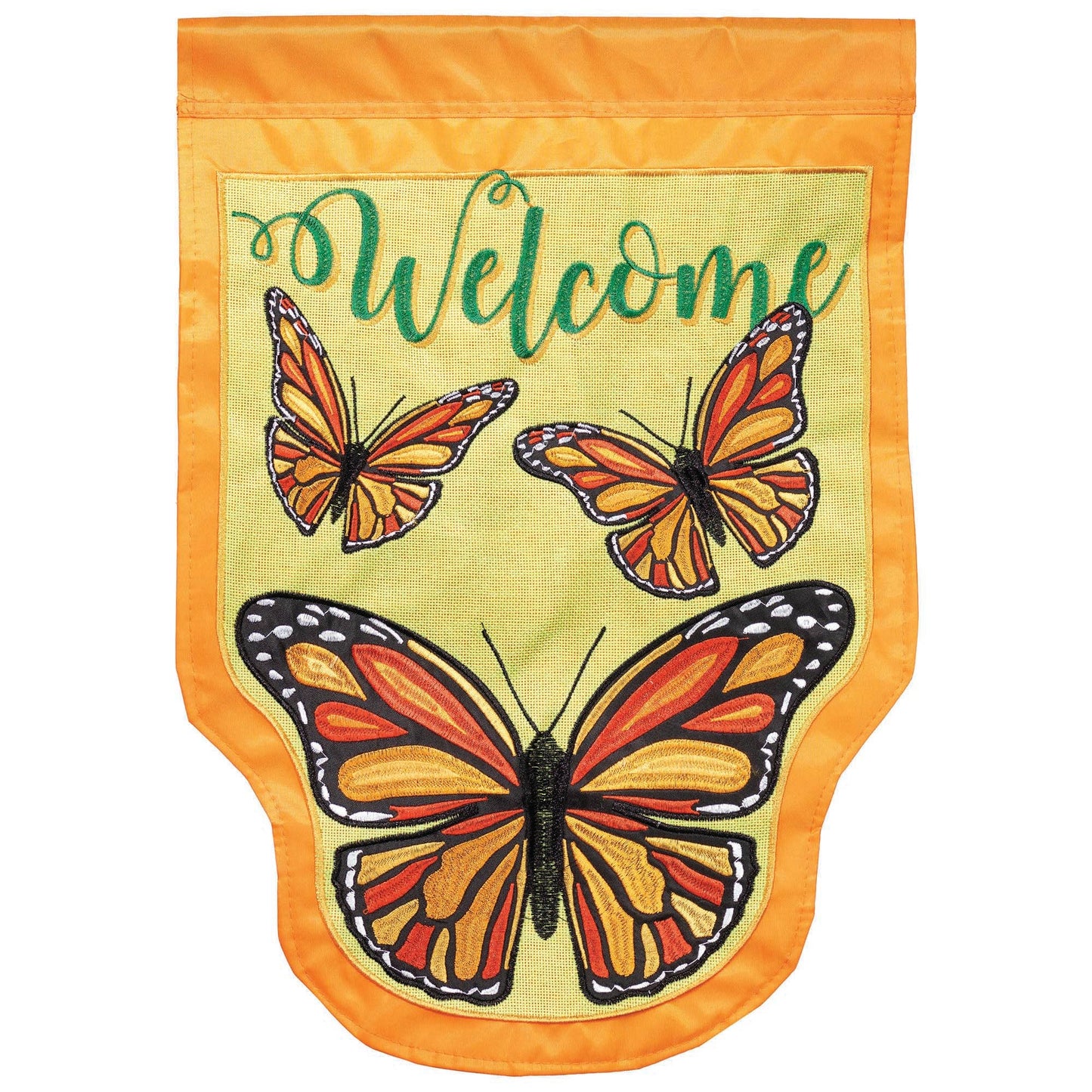 Magnolia - MONARCH BUTTERFLY WELCOME DOUBLE APPLIQUE GARDEN FLAG