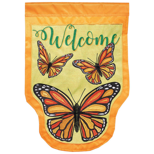 Magnolia - MONARCH BUTTERFLY WELCOME DOUBLE APPLIQUE GARDEN FLAG