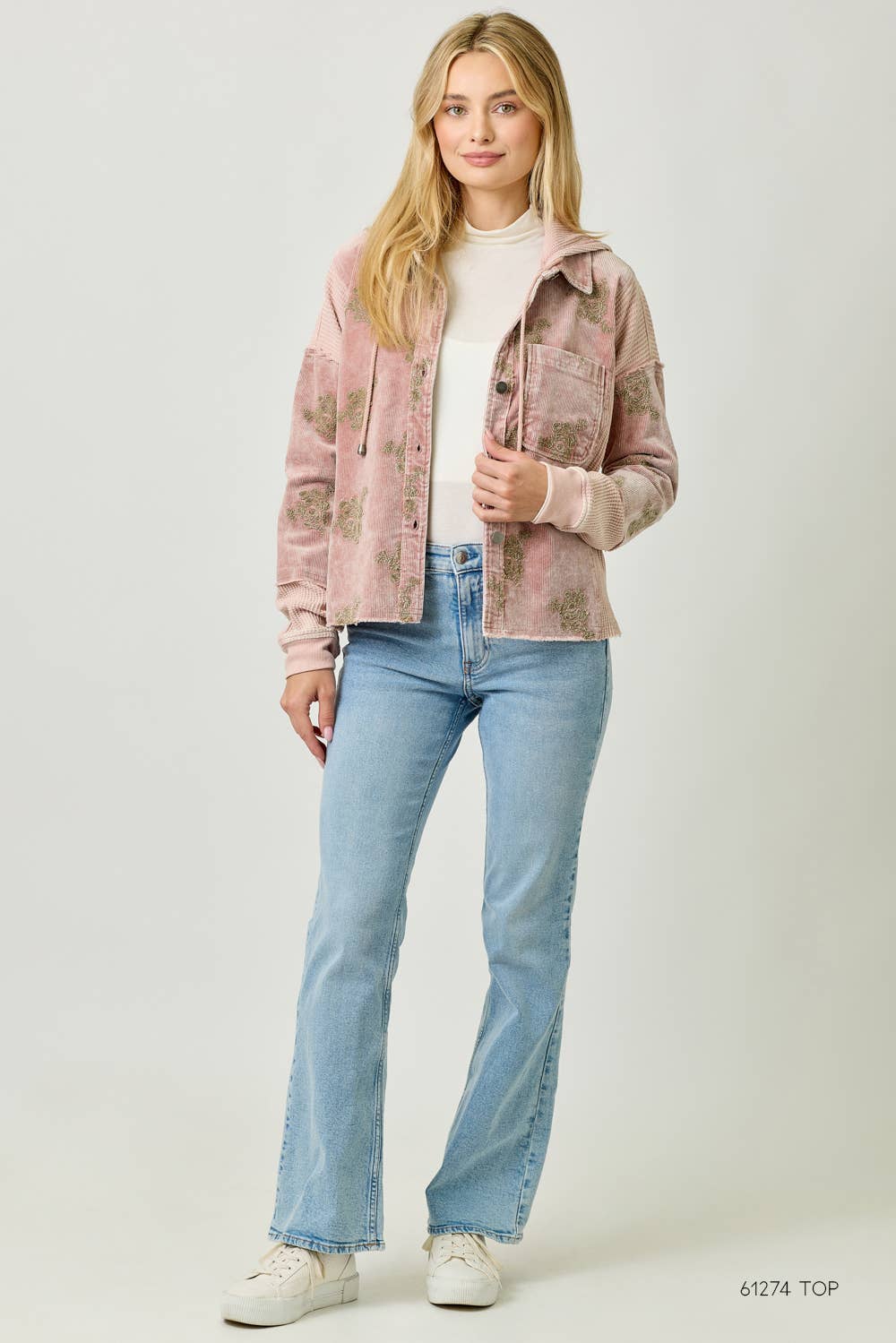 Festive Flower Embroidery Hoodie Jacket