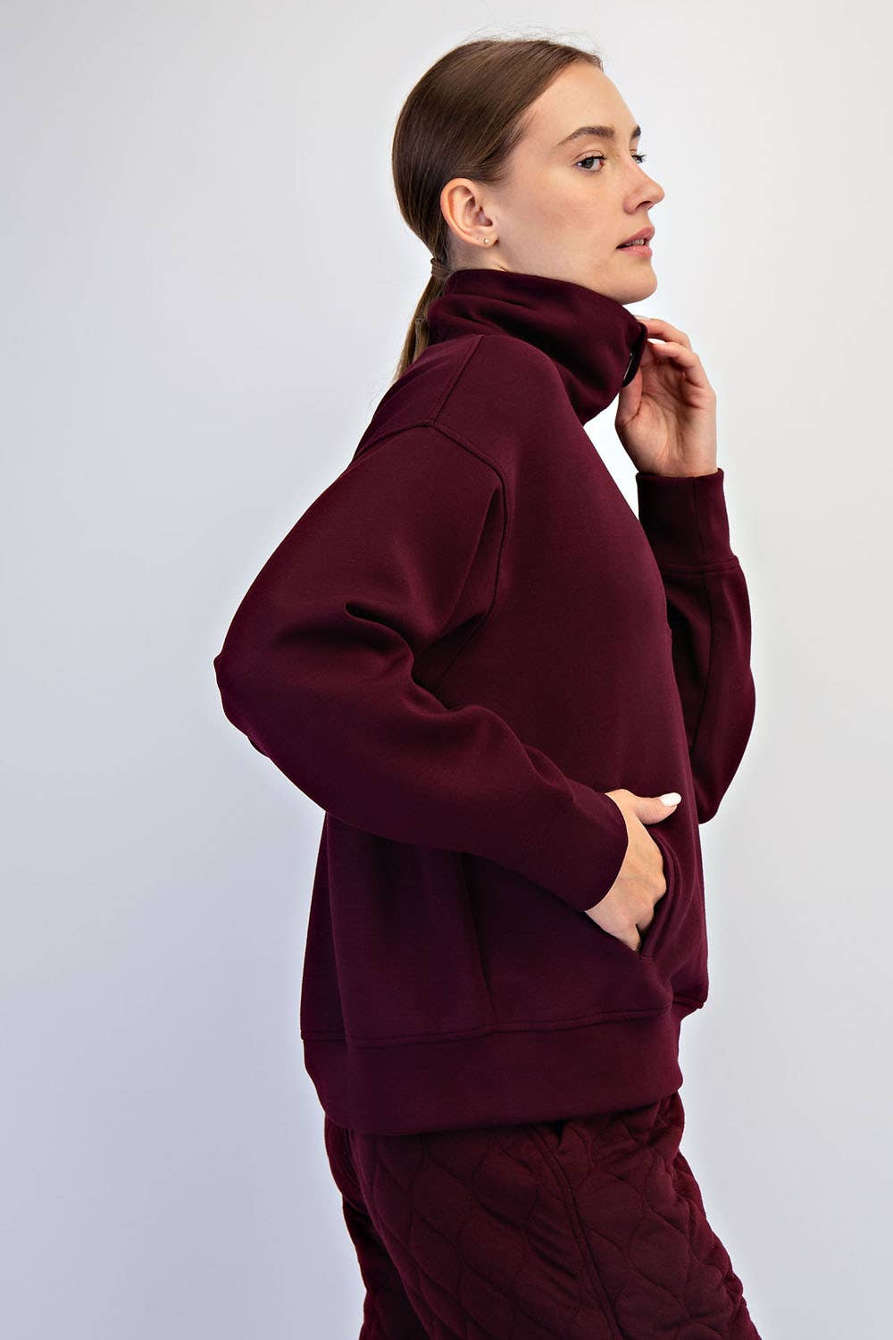 Rae Mode - MODAL SCUBA QUARTER ZIP FUNNEL NECK PULLOVER