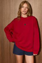 LE LIS - Christmas Tree Embroidered Oversized Sweatshirt