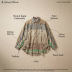 Young Threads - Vintage Mixed Print Patchwork Bat Sleeve Top -Ruffle Hem NEW