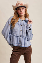 Listicle - Peplum Hem Denim Jacket
