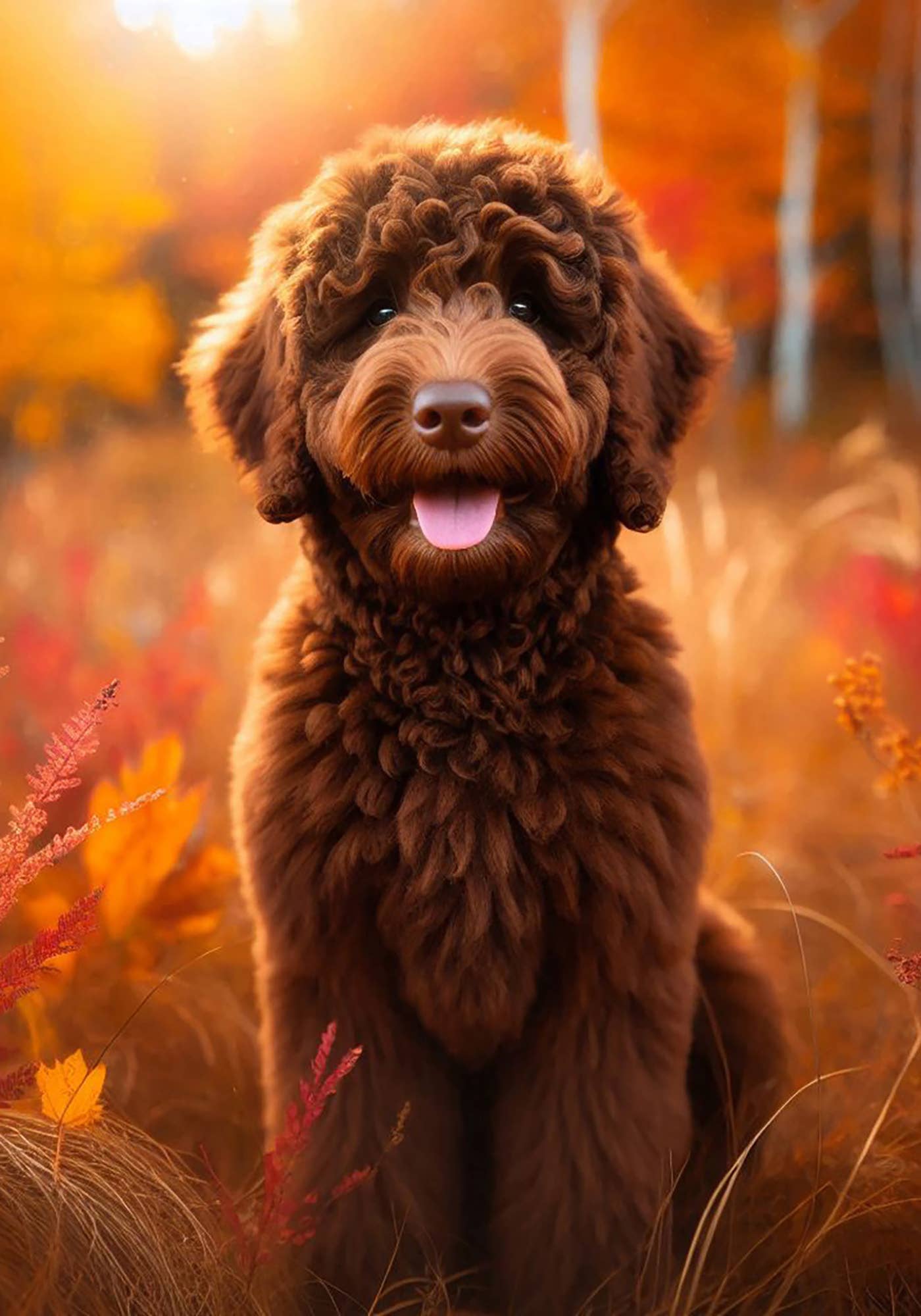 Best of Breed Products - Goldendoodle Chocolate -   Falling Leaves Garden Flag