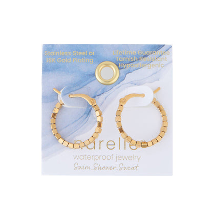 Howard's - Waterproof Earrings Square Beaded Hoop in Gold & Steel