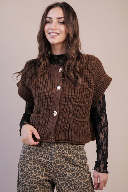 Oversized Button Down Knit Sweater Top