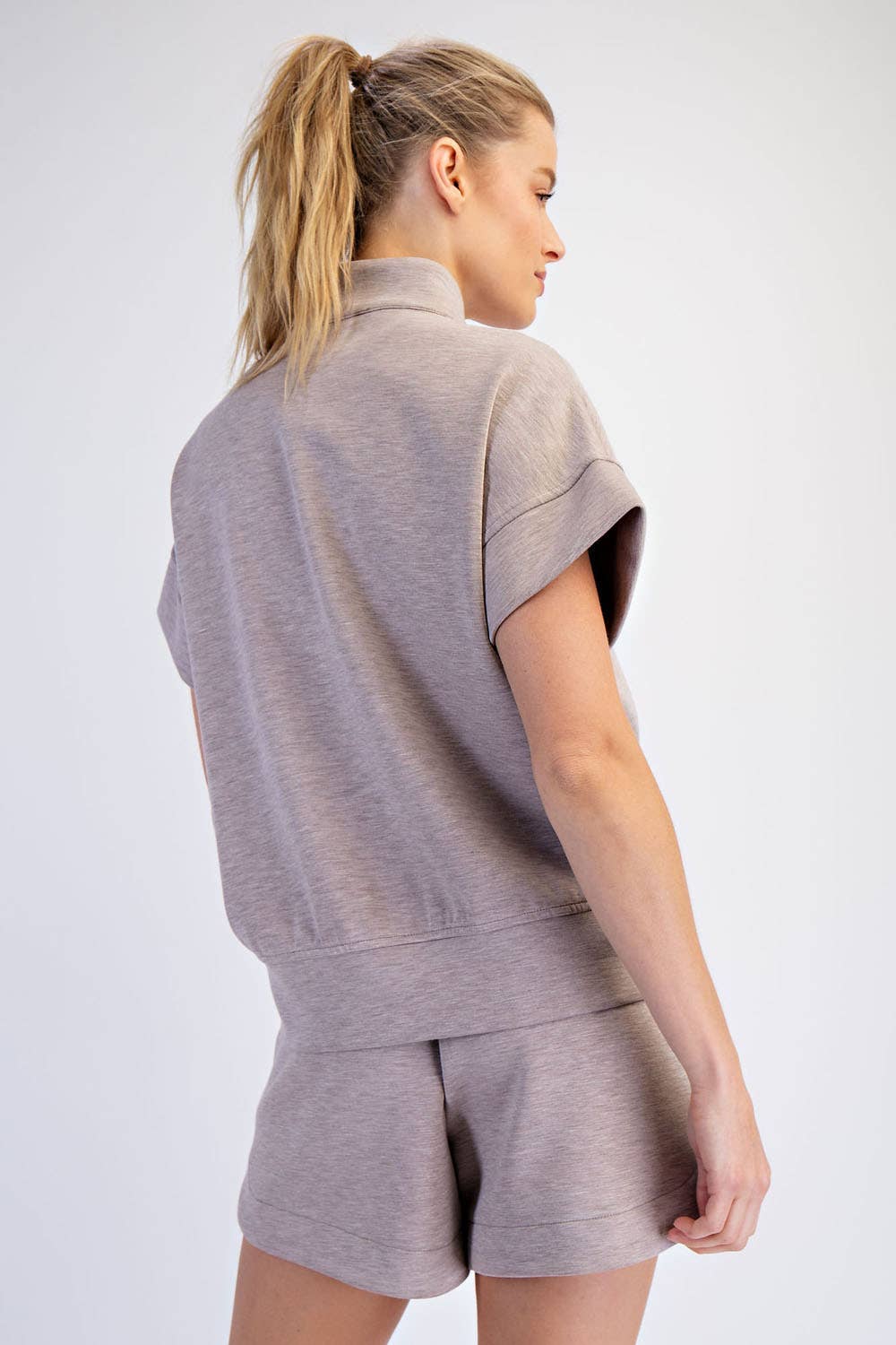 Rae Mode - MODAL SCUBA QUARTER ZIP SHORT SLEEVE TOP